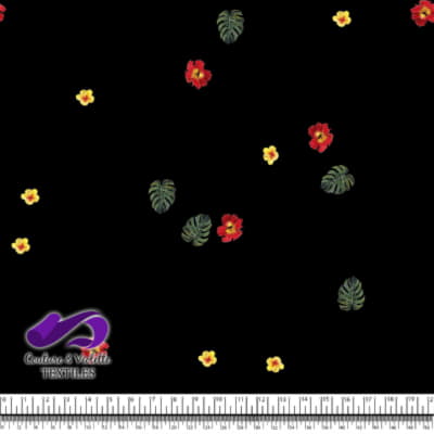 Tropical - hibiscus minimaliste - Noir