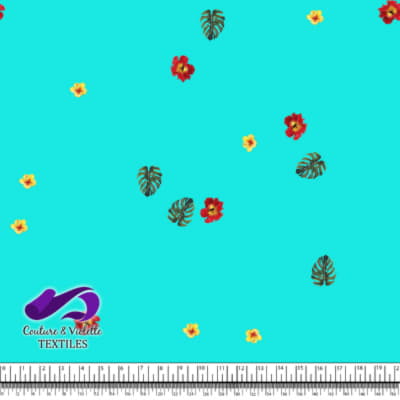 Tropical - hibiscus minimaliste - Bleu Tiffany