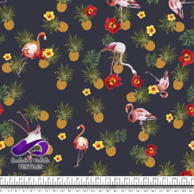 Tropical - Flore et flamants - Antracite