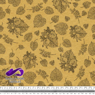 Monstera - Outline black - Military gold