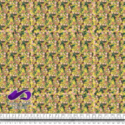 Microflowers - Peach roses on yellow background