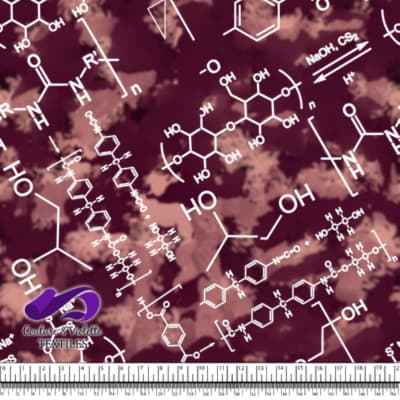 Techno - Molécules - Blanc sur fond rouge vin